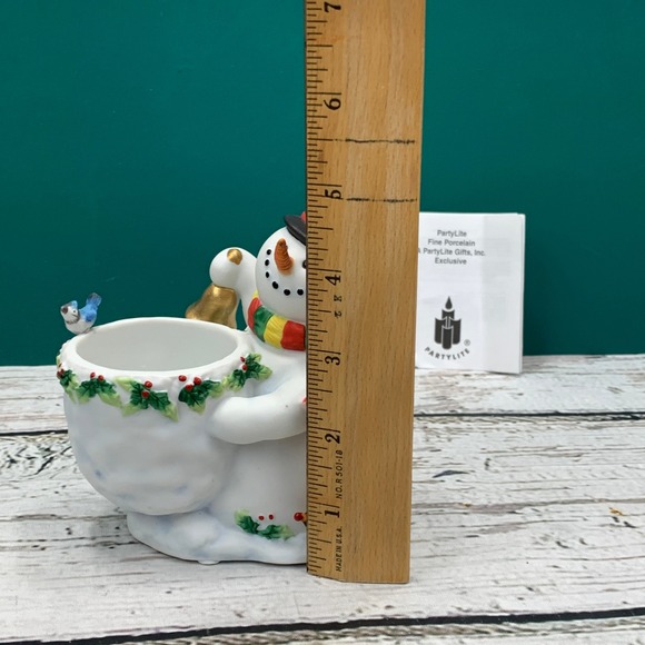 PartyLite Snowbell Votive Holder Snowman with Birds‎ Fine Porcelain 1 P7249 - Picture 9 of 9